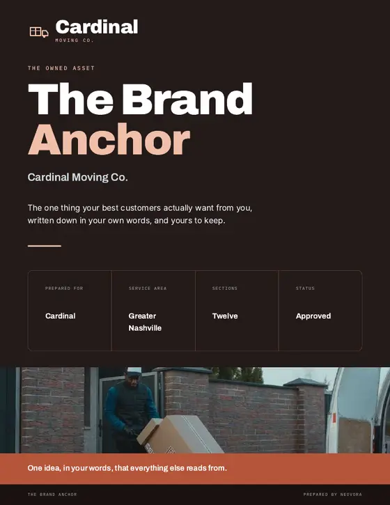 The cover of the Brand Anchor written for Cardinal Moving Co.